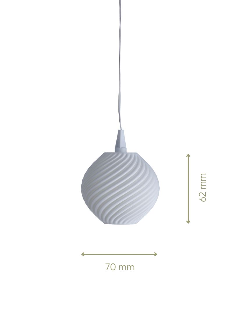 hängelampe, pendellicht, grobe spirale, weiße lampe, kerndesign