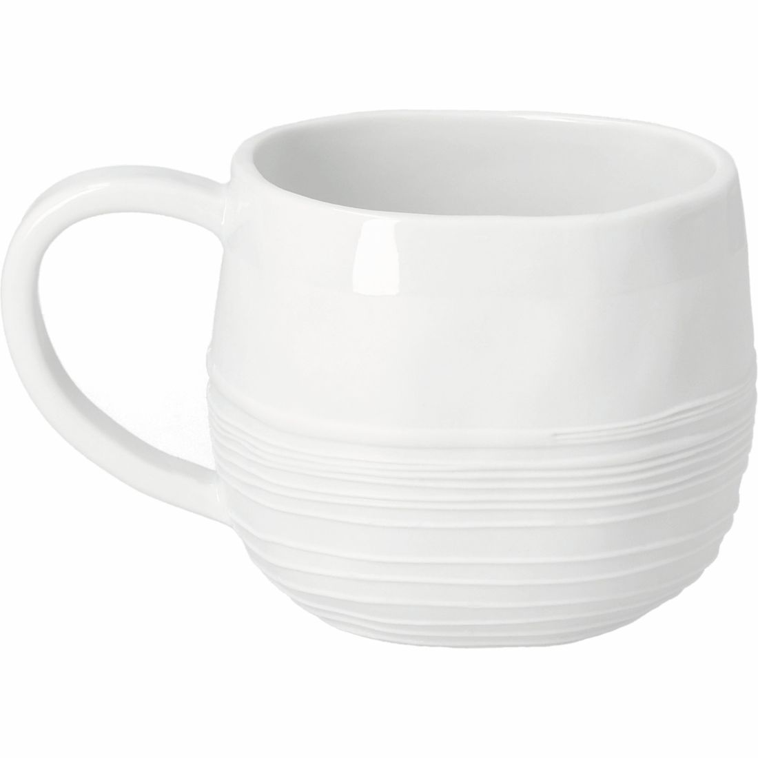 Kaffeetasse, Keramik, Weiß, Rundemuster, Handgriff