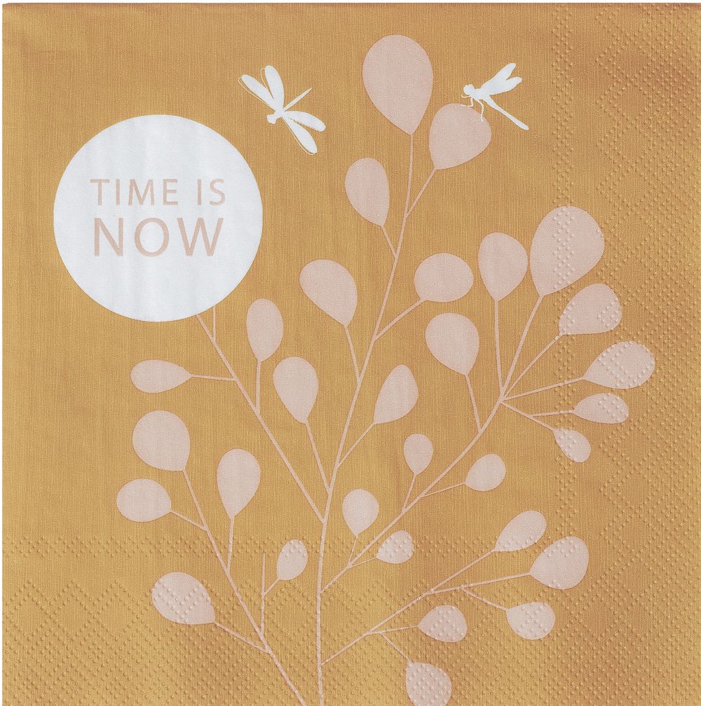 Serviette "Time is now" Kunst, Grafiken, Dekoration für Zuhause, Florales Design, Muster