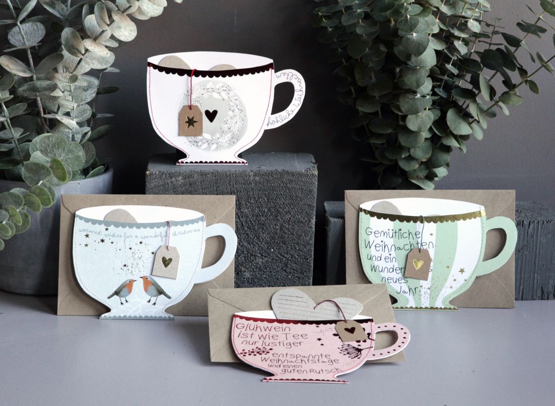 Becher, Tasse, Kartenkarte, Weihnachtsdeko, Kaffeebecher