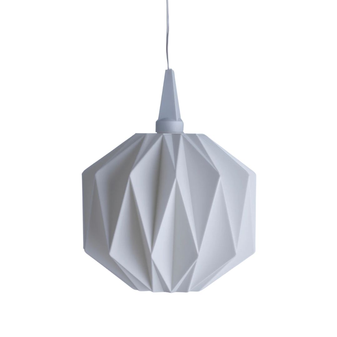 weißer InnoCreo Lampenschirm Felicitas mit 10 cm Durchmesser auf einer LED-Aufhängung