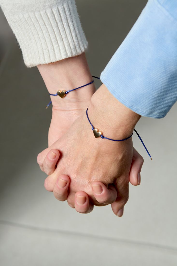 Armband, Herz-Anhänger, blauer Kordel, verstellbar, Paar-Armband