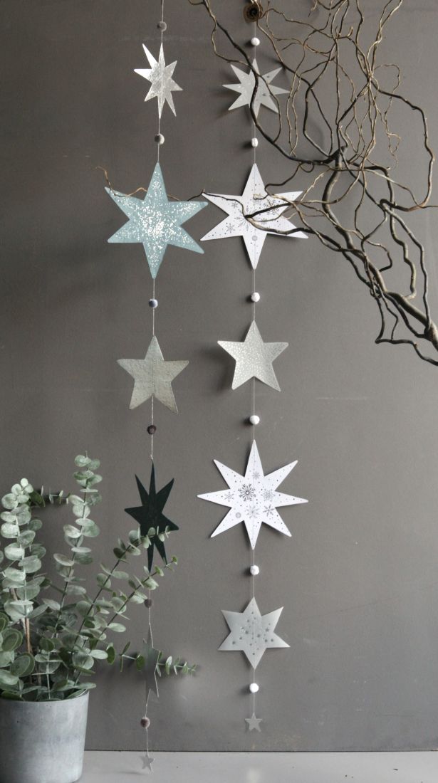 sternengirlande, sternenkette, weihnachtsdekoration, hängende dekoration, sternanisierte deko
