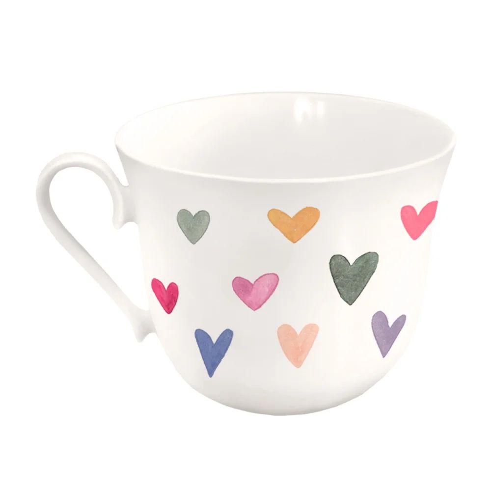 Kaffeetasse, Geschenktasse, Becher, Tassen, Herz Muster, Keramik, Mehrfarbig