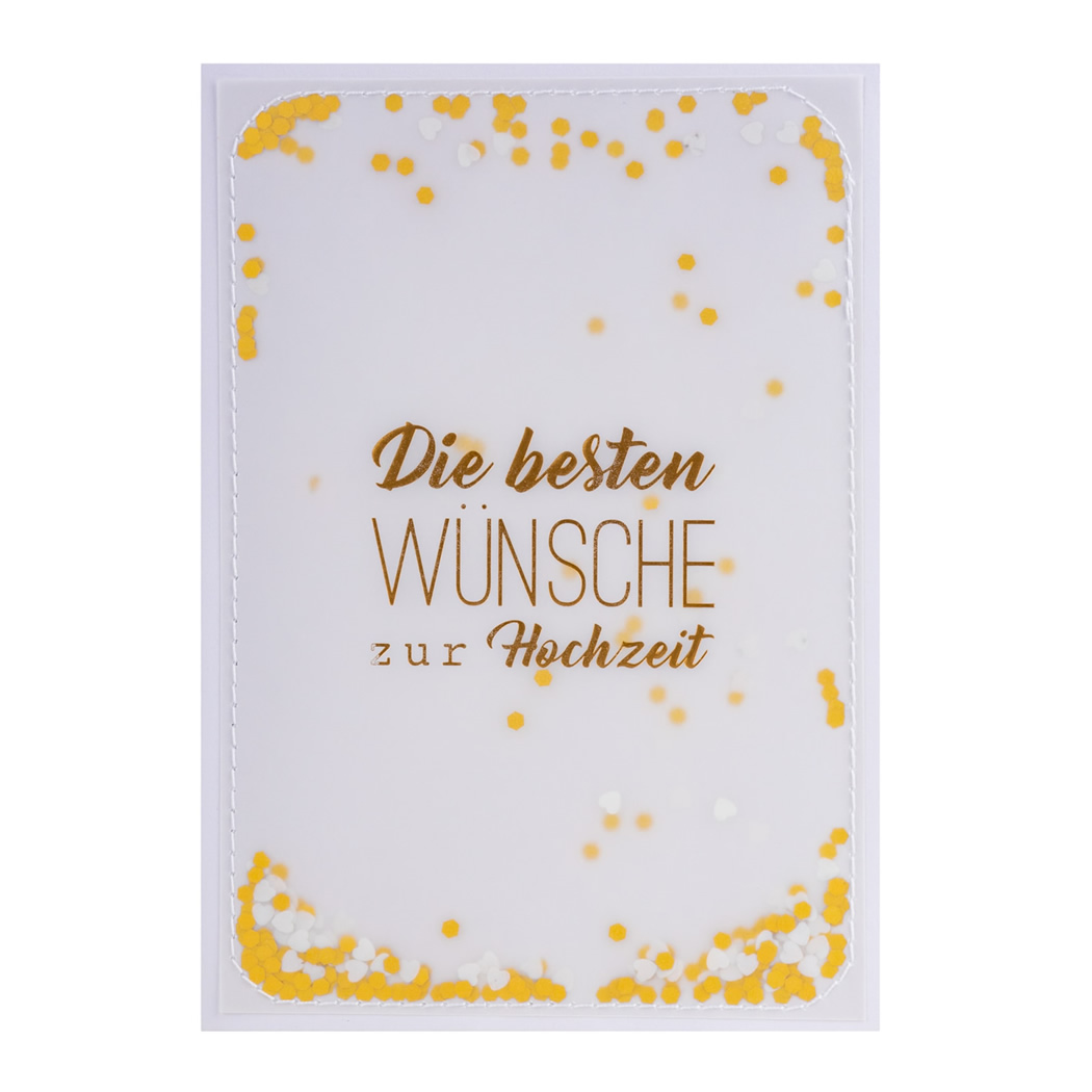 Konfettikarte "Die besten Wünsche zur Hochzeit"