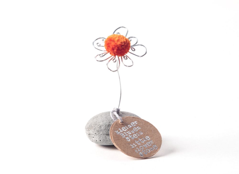 Mini Glücksblumenstein "Orange" Zubehor, Ohrring, Schmuck