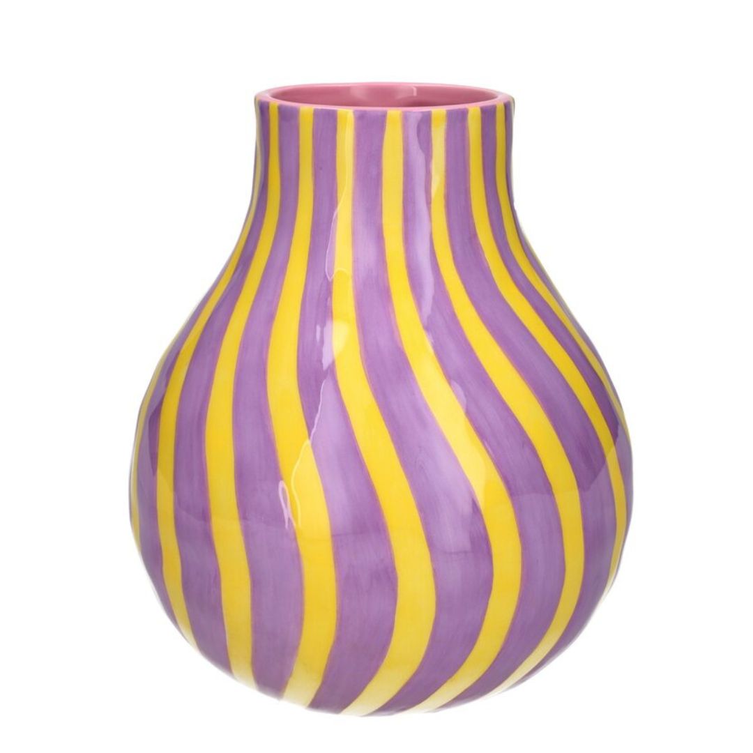 Moderne zweifarbige Artisan Vase von Giftcompany in Lila und Gelb aus Dolomit