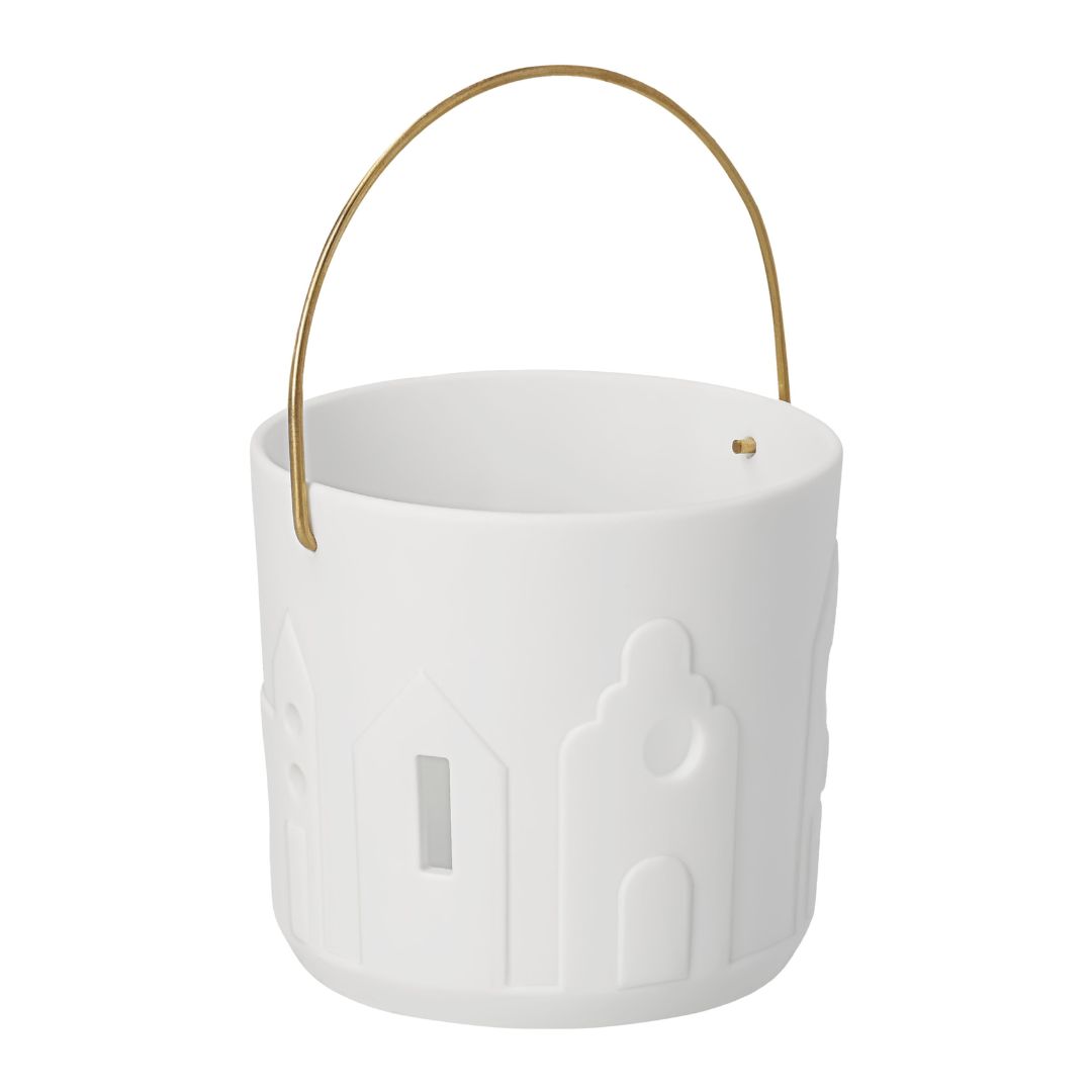 Bucket, Weiß, Laterne, Metallgriff, dekorative Laterne
