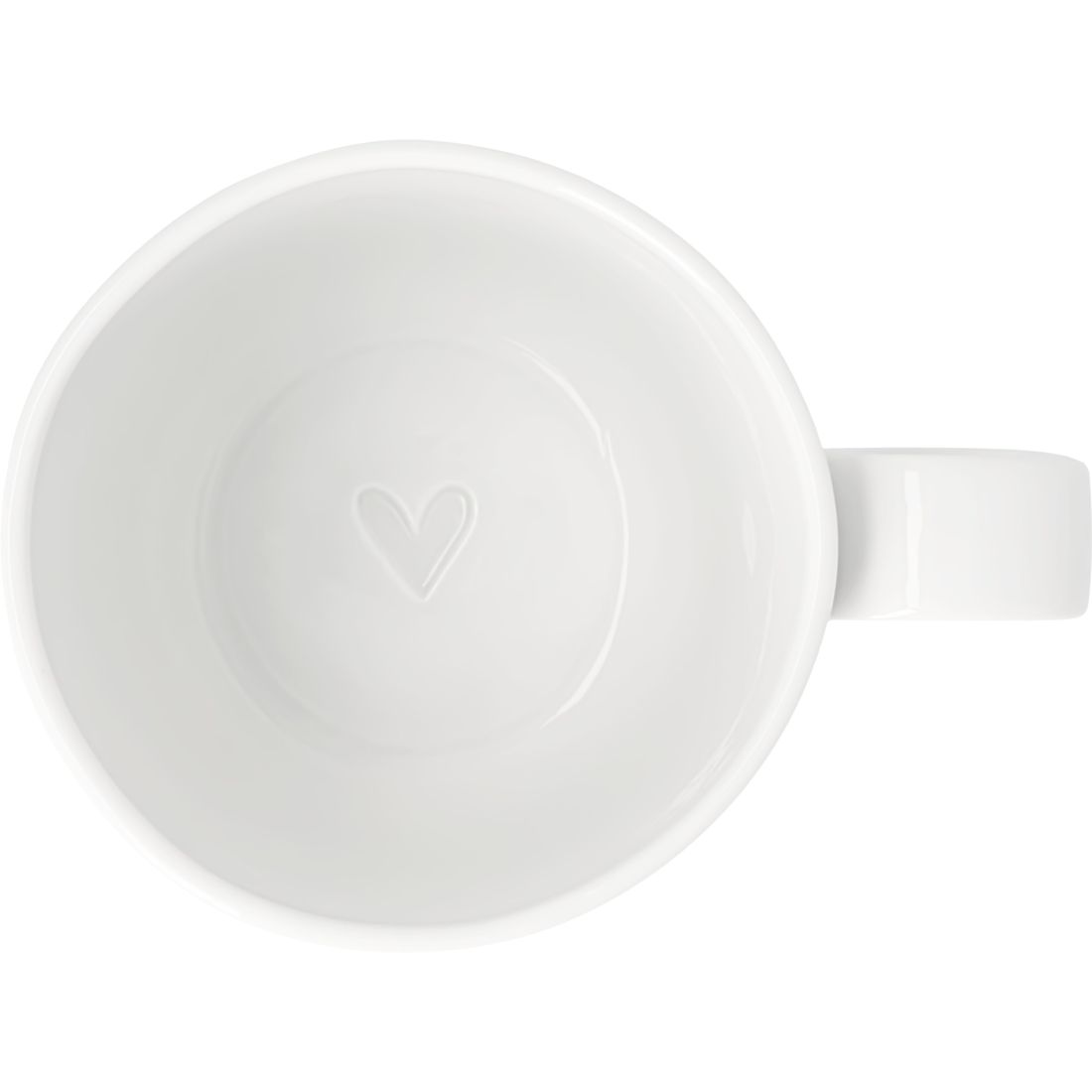 weisse Kaffeetasse mit Herzboden