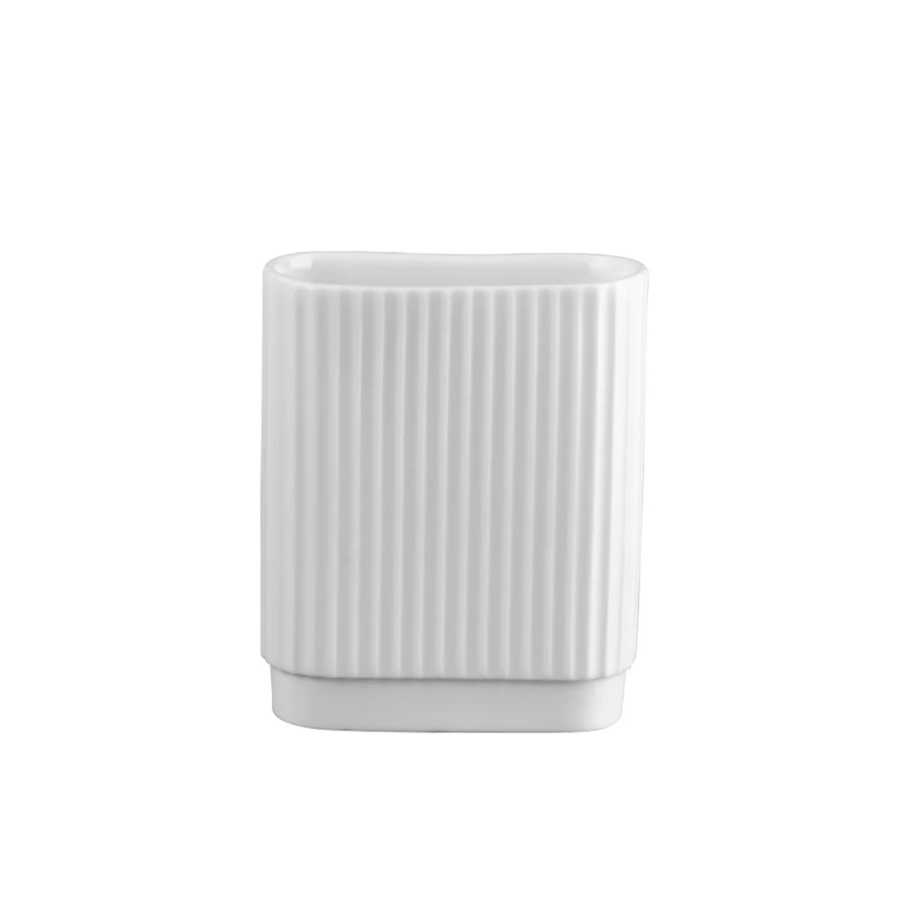 Kleine weiße ASA Art Déco Minivase Piccolini 9 cm aus mattem Porzellan mit feiner Rillenstruktur
