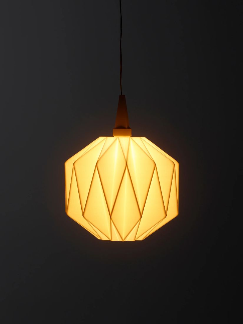 Lampe, Pendelleuchte, Papierlampe, Geometrisch, Gelb