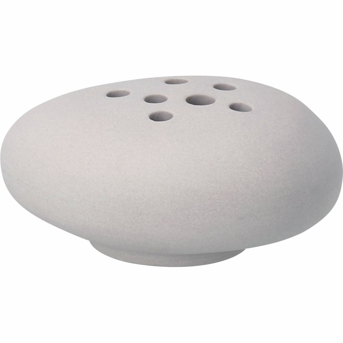 Nahaufnahme der abnehmbaren grauen Lochplatte der räder Blumenschale Naturelemente