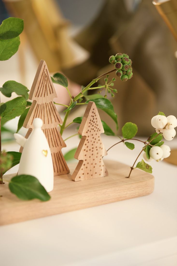 Holzdeko, Weihnachtsbaum, Miniaturwald, Holzornament, Dekotablett
