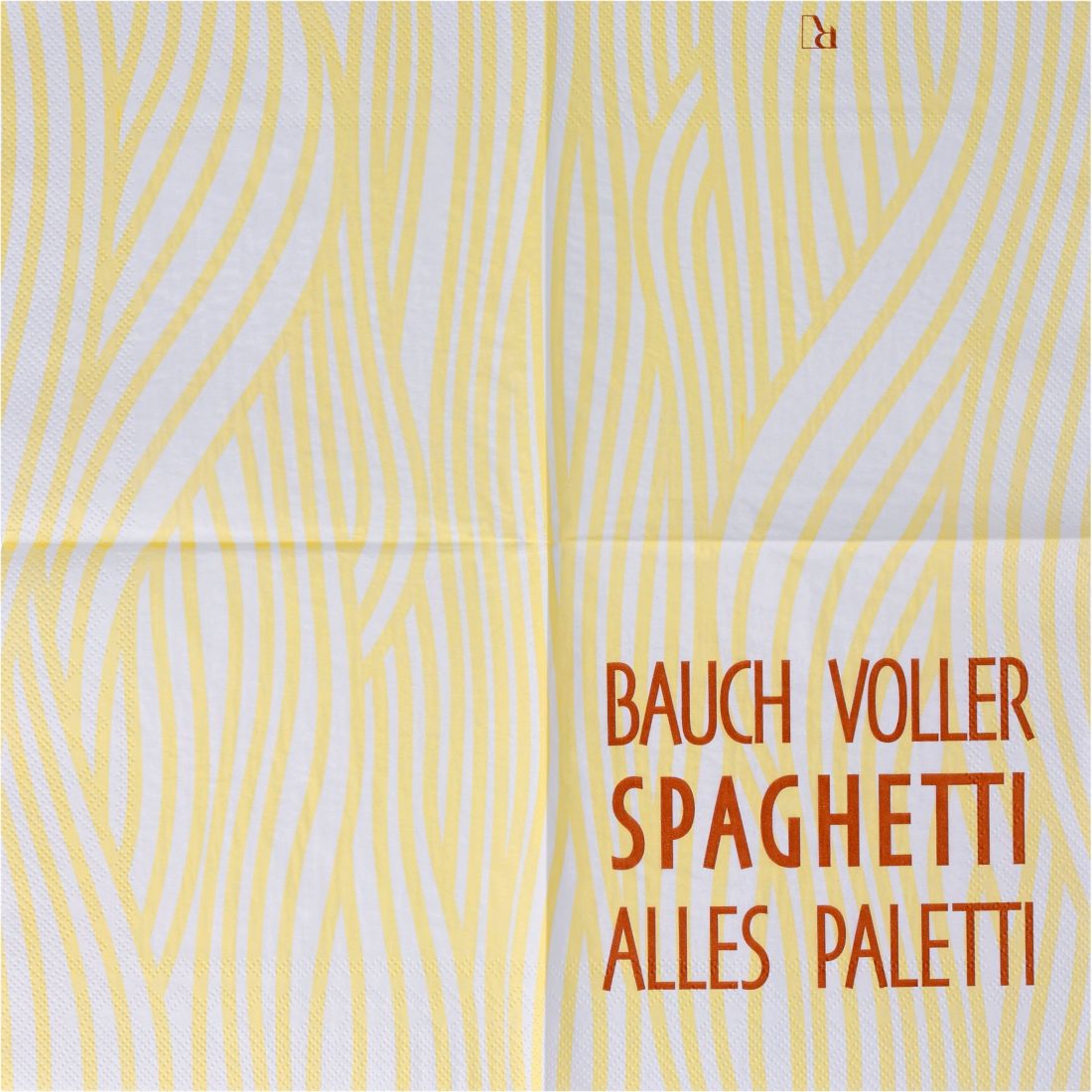 Aufgefaltene räder Serviette Spaghetti alles paletti