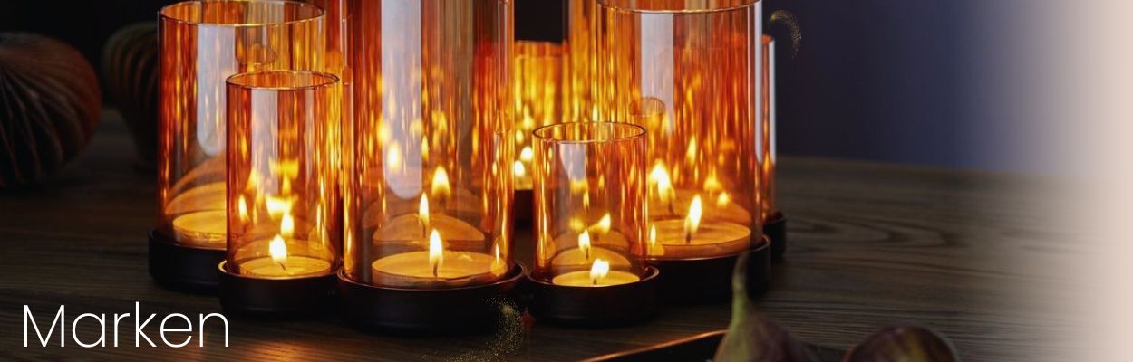 Windlichter, Glas, Bernsteinfarben, Zylindrisch, Teelichthalter