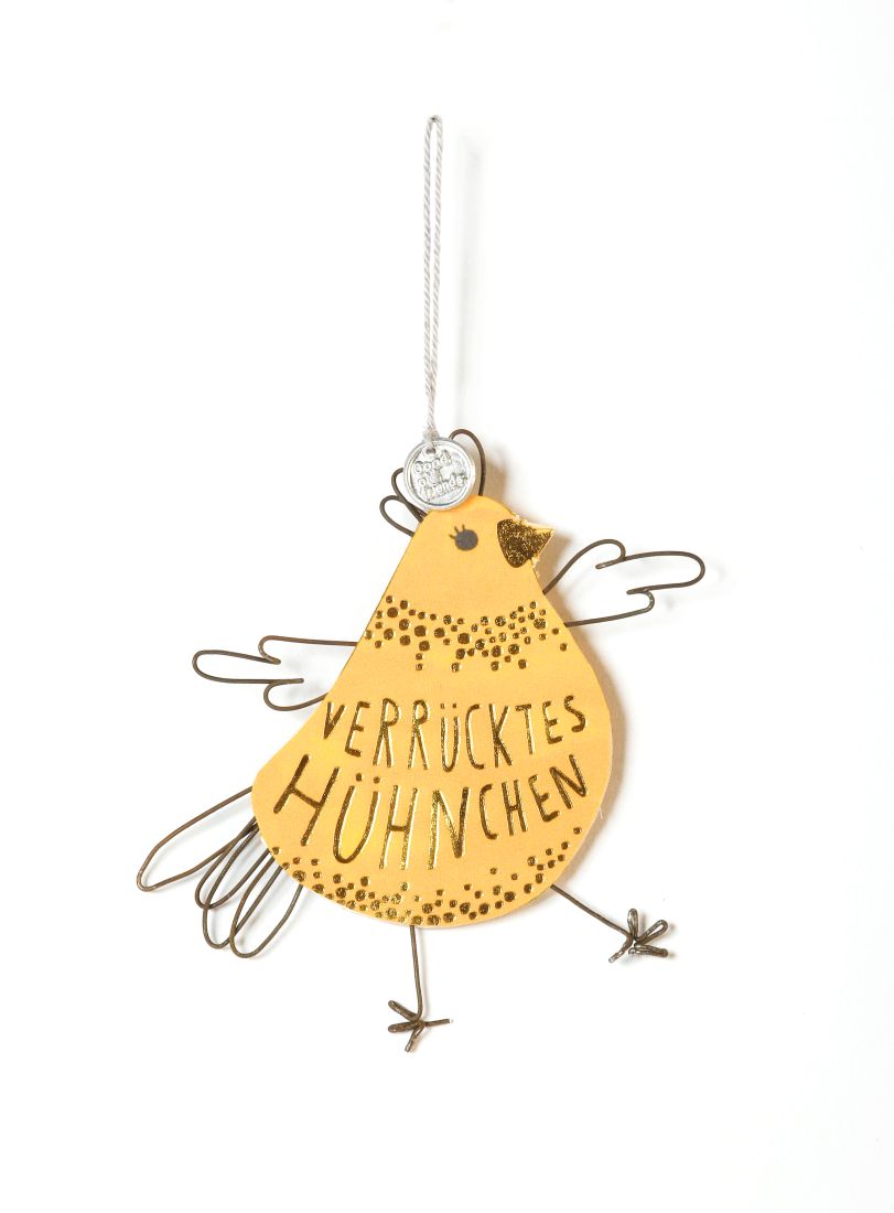 Good old friends Crazy Chick Verrücktes Hühnchen Osteranhänger aus Draht und Pappe