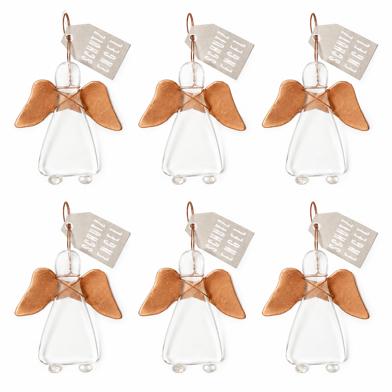 engel ornament, glasengel, kupferflügel, geschenkanhänger, engelfigur