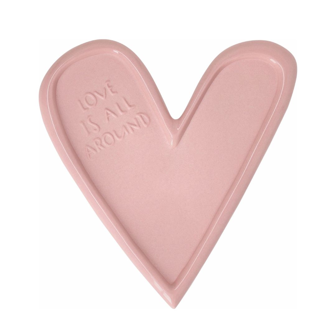 Teller in Herzform "Love is all around"