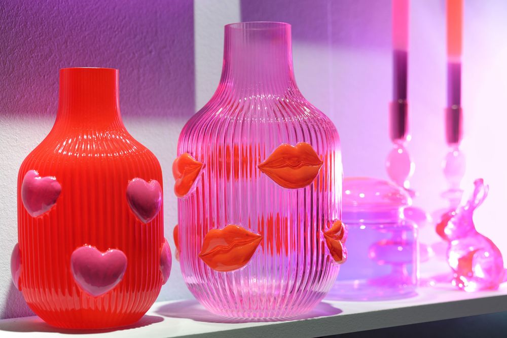 L'amour Vase Herzen – Glasvase mit Herzen