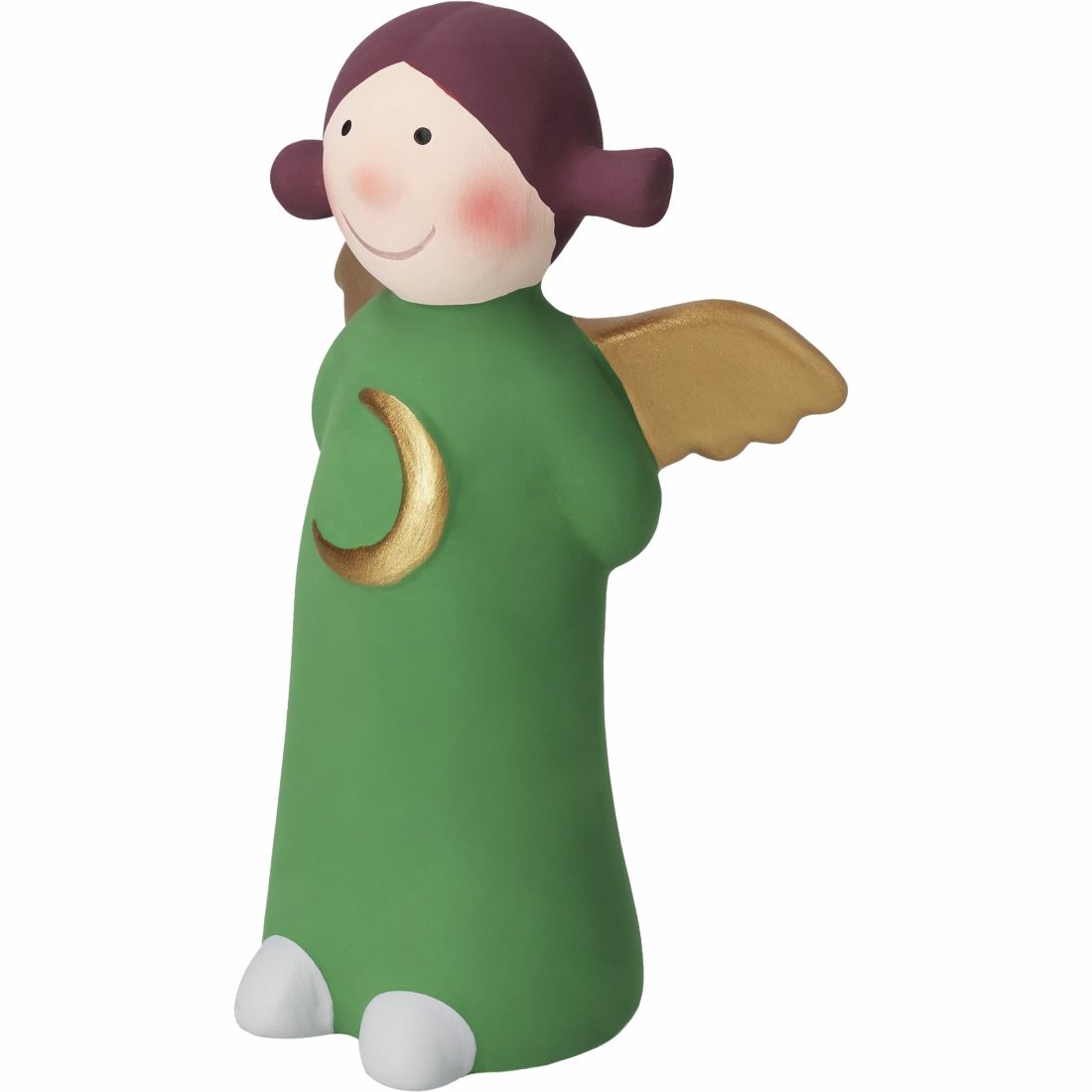 engel, figur, gruen, mond, goldene fluegel