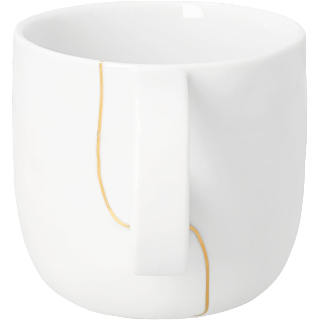 weißes Becher, Keramikbecher, Kaffeebecher, Goldlinie, Henkelbecher