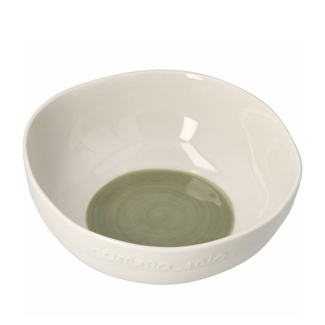 Beige-grüne räder Steinzeug Schale mamma mia aus der Cucina Italiana Serie