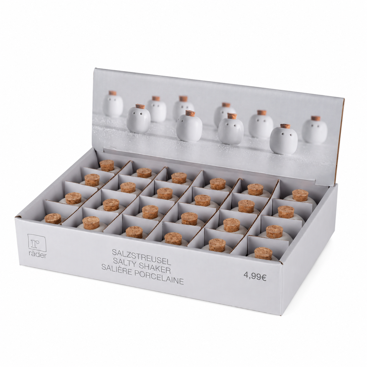 Porzellan, Salzstreuer, Miniaturen, Korken, Boxen-Set
