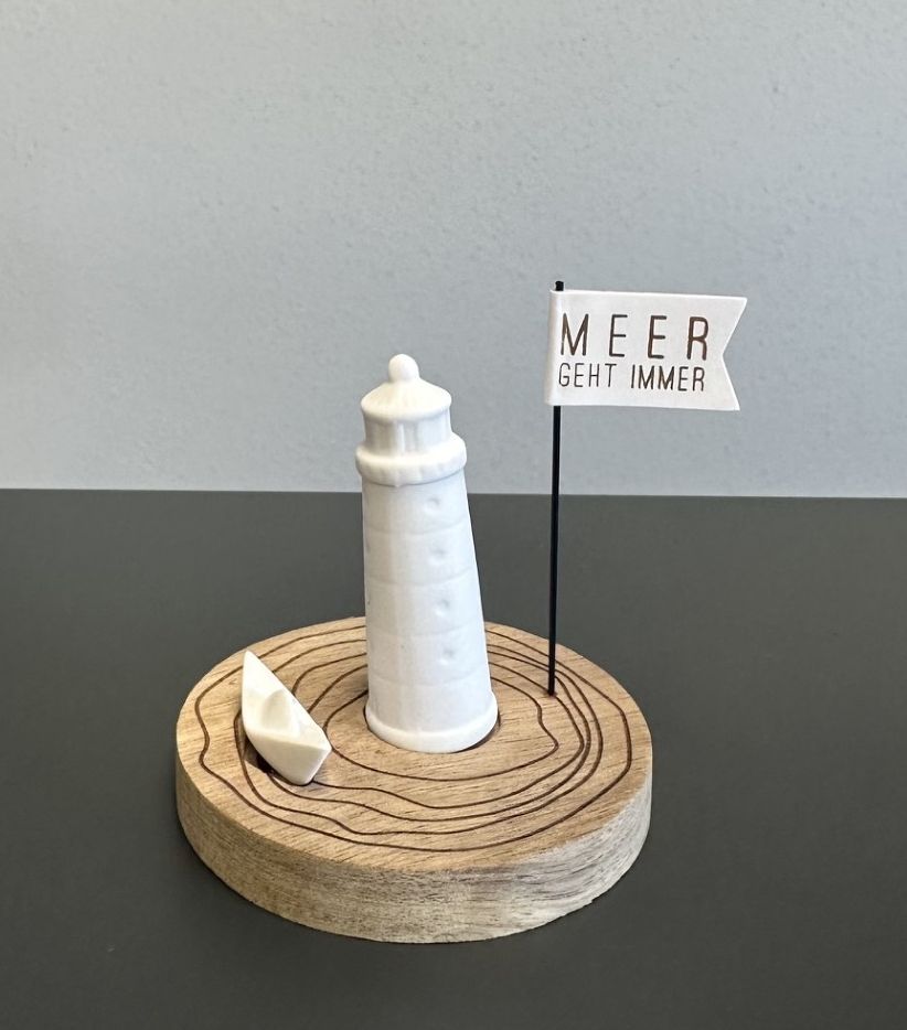 Leuchtturm, Miniatur, Holzplatte, Skulptur, Flagge