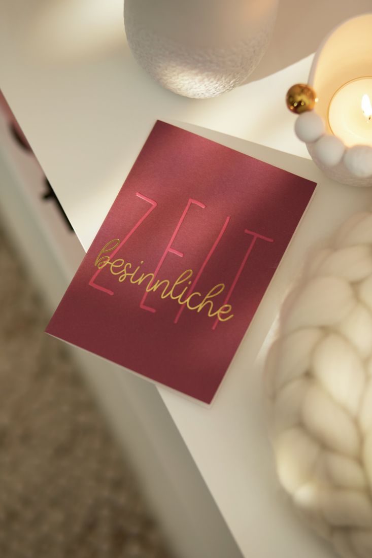 Die räder Schriftkarte Besinnliche Zeit stilvoll als elegante Beilage