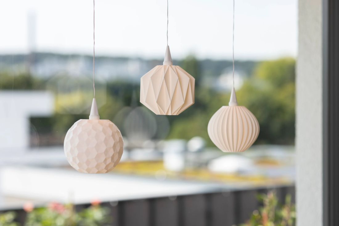 deko-ornament, hängeleuchte, papierkugel, weiche-farbton, lampenschirm
