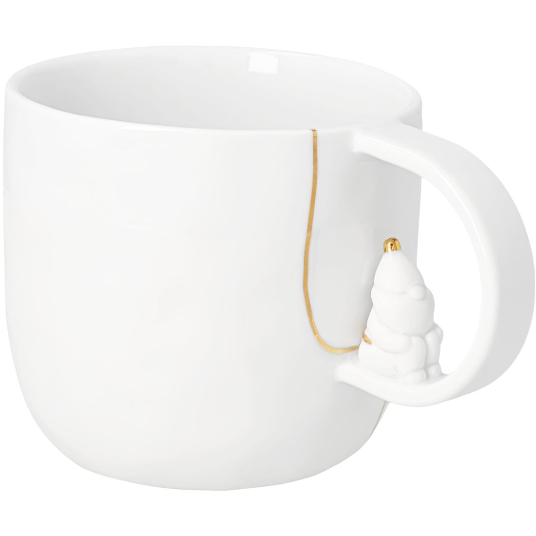 Vorderansicht der kunstvollen räder Weihnachtstasse Santa aus der Kollektion Porzellangeschichten