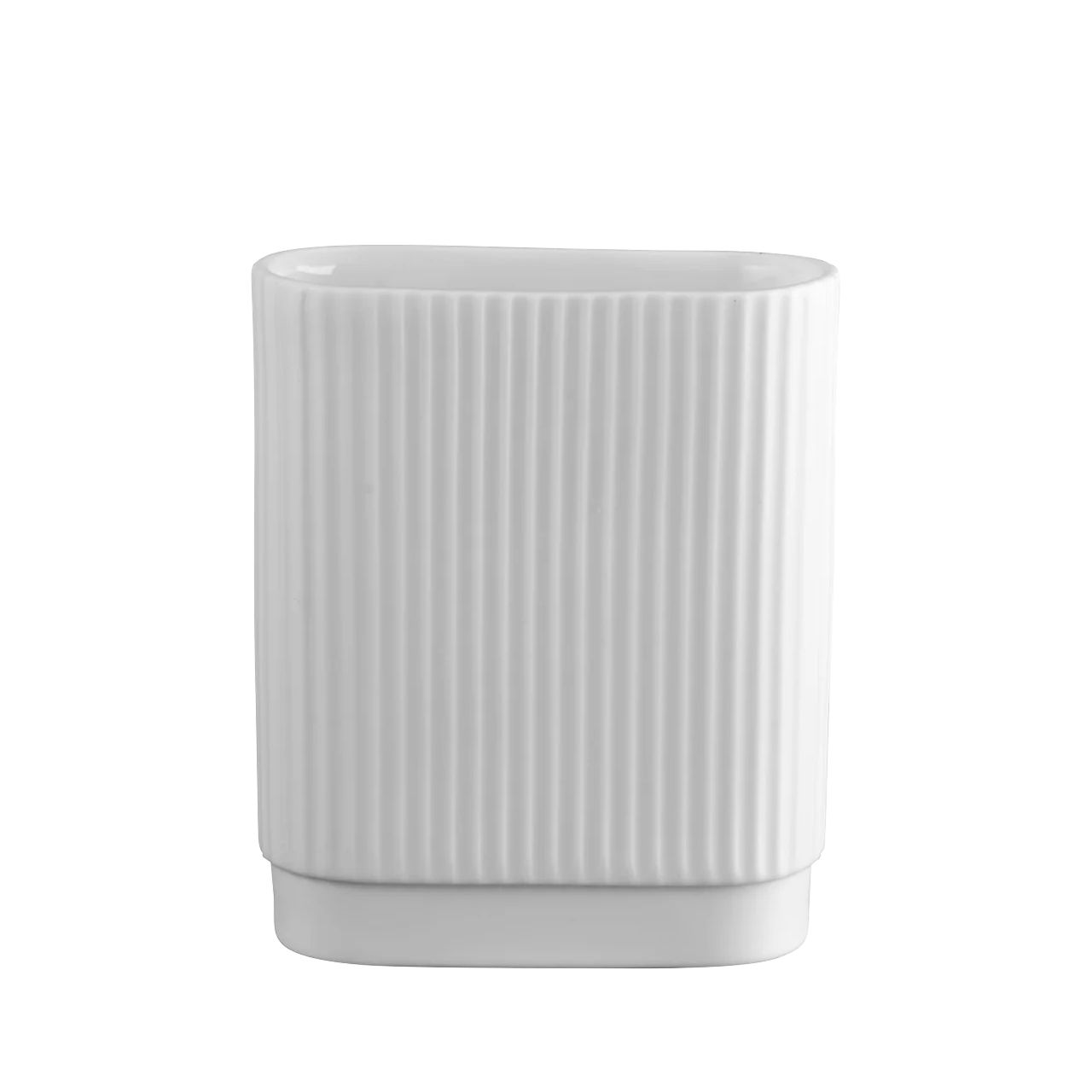 weiße ASA Art Déco Minivase Piccolini 11 cm aus mattem Porzellan mit feiner Rillenstruktur