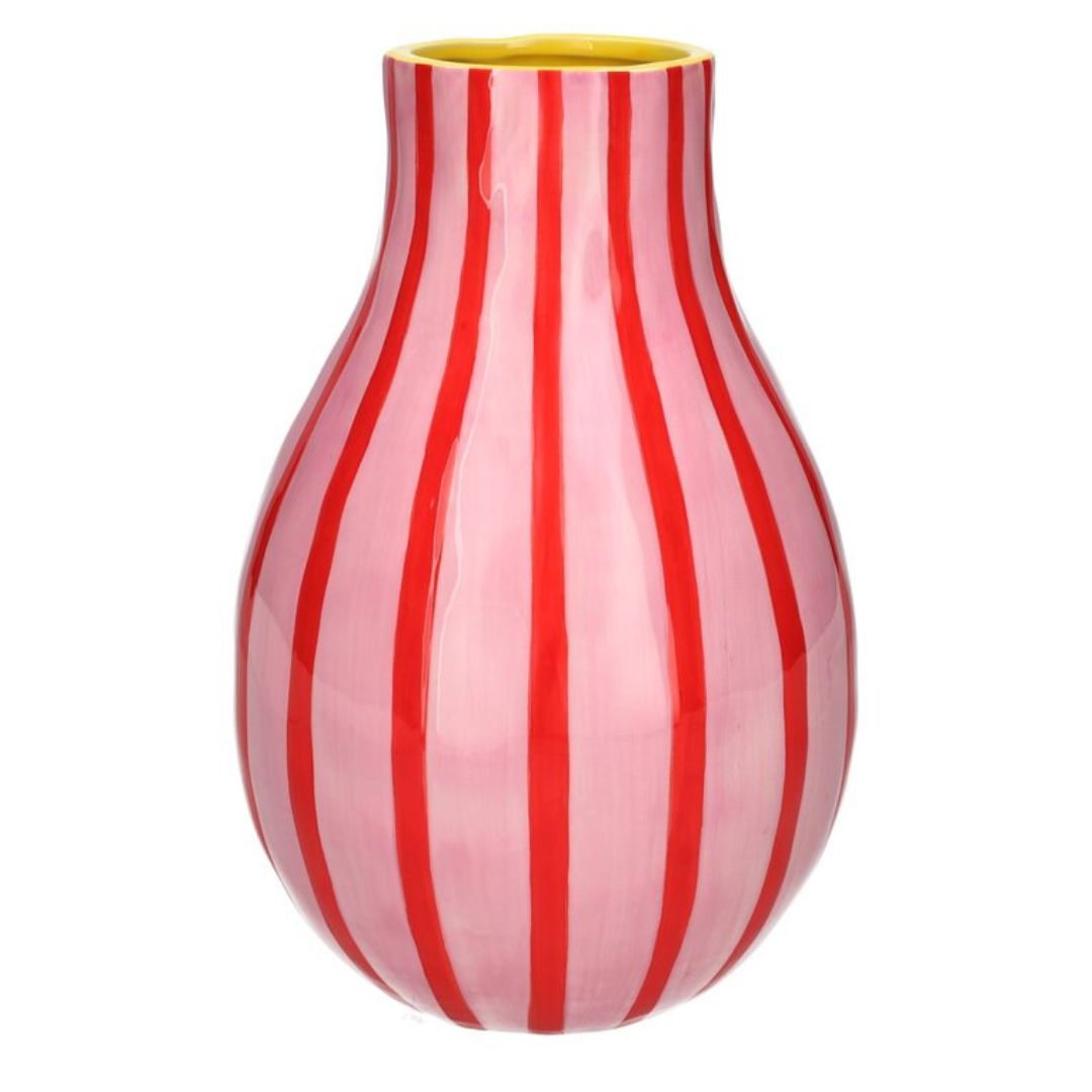 Zweifarbige Giftcompany Artisan Vase in Rosa und Rot 23,4 cm hoch aus Dolomit