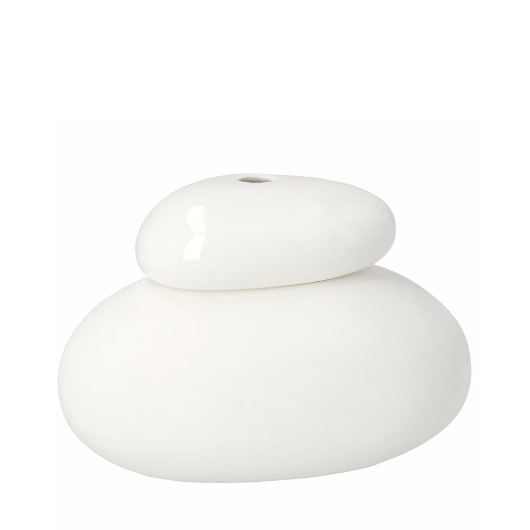 räder Vase weiße Kiesel Naturelemente aus Steinzeug mit mattem Boden und glänzendem Aufsatz