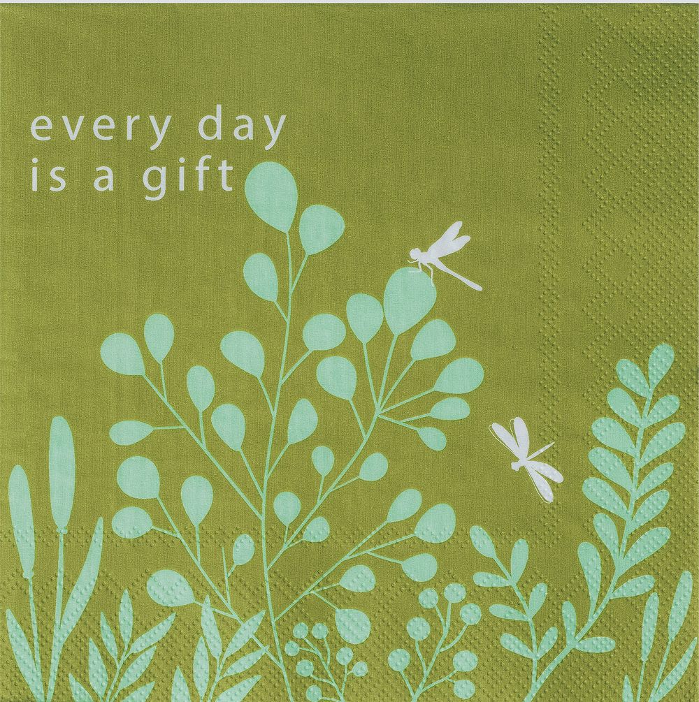 Serviette "Every day is a gift" Florales Design, Grafiken, Muster, Buch, Deko für Zuhause