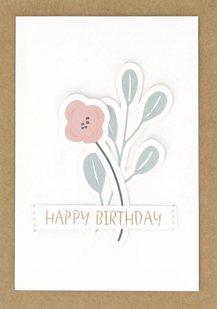 Blümchenkarte "Happy Birthday" Briefumschlag, Grußkarte, Post