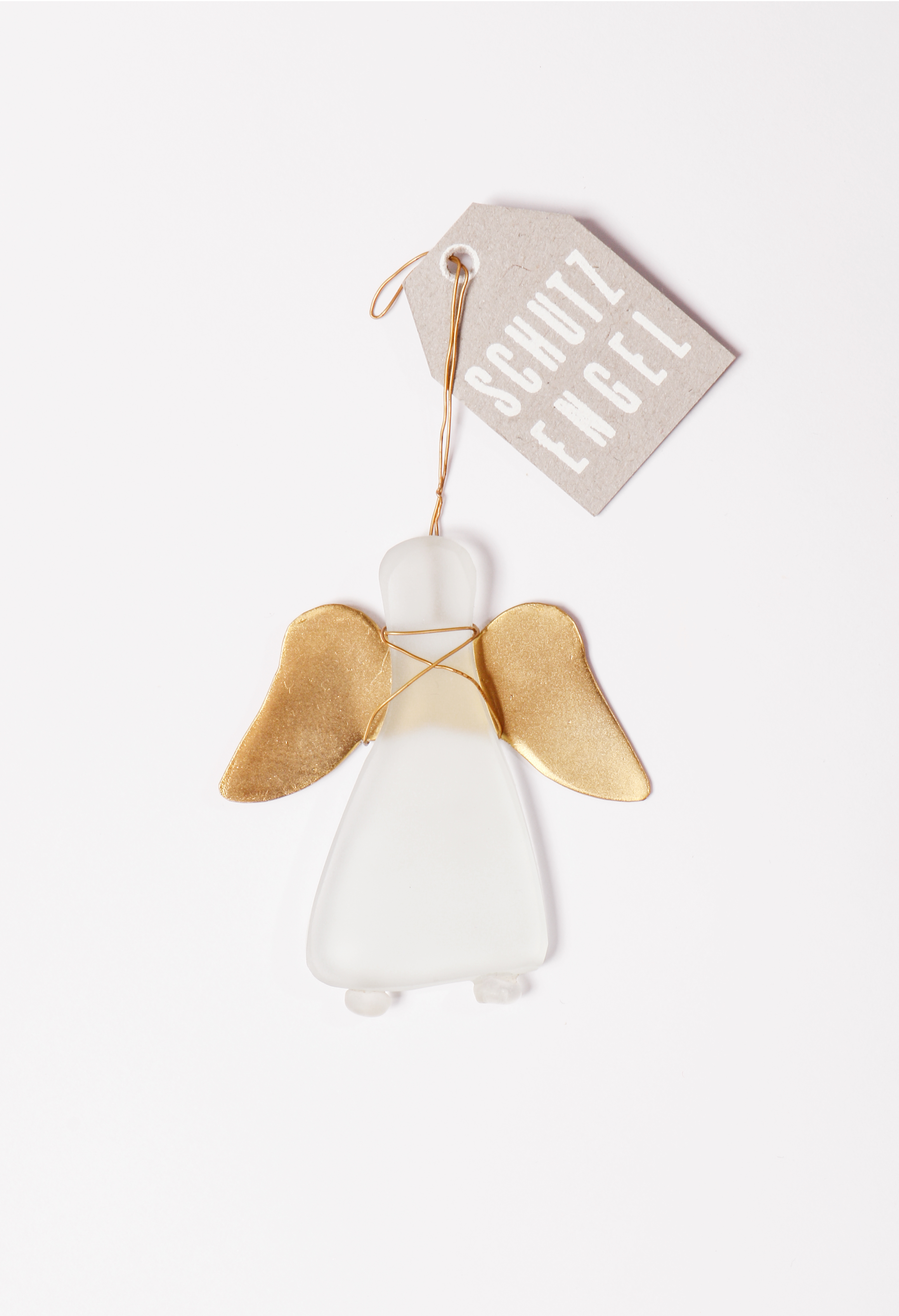 Engel, Dekoanhänger, Weiß, Goldene Flügel, Hangtag