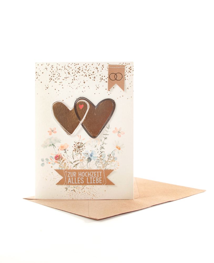 Hochzeitsblumenkarte Herzen Briefumschlag, Grußkarte, Post