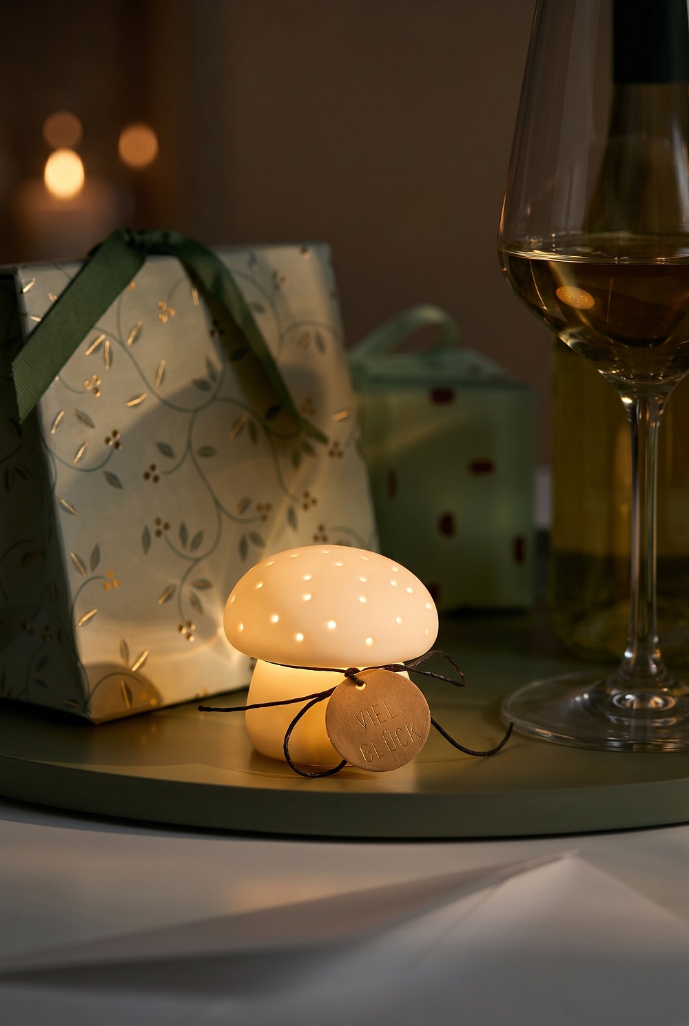 Lampenschirm, LED-Lampe, Mushroom-Lampe, Dekoration, Glas-Wein