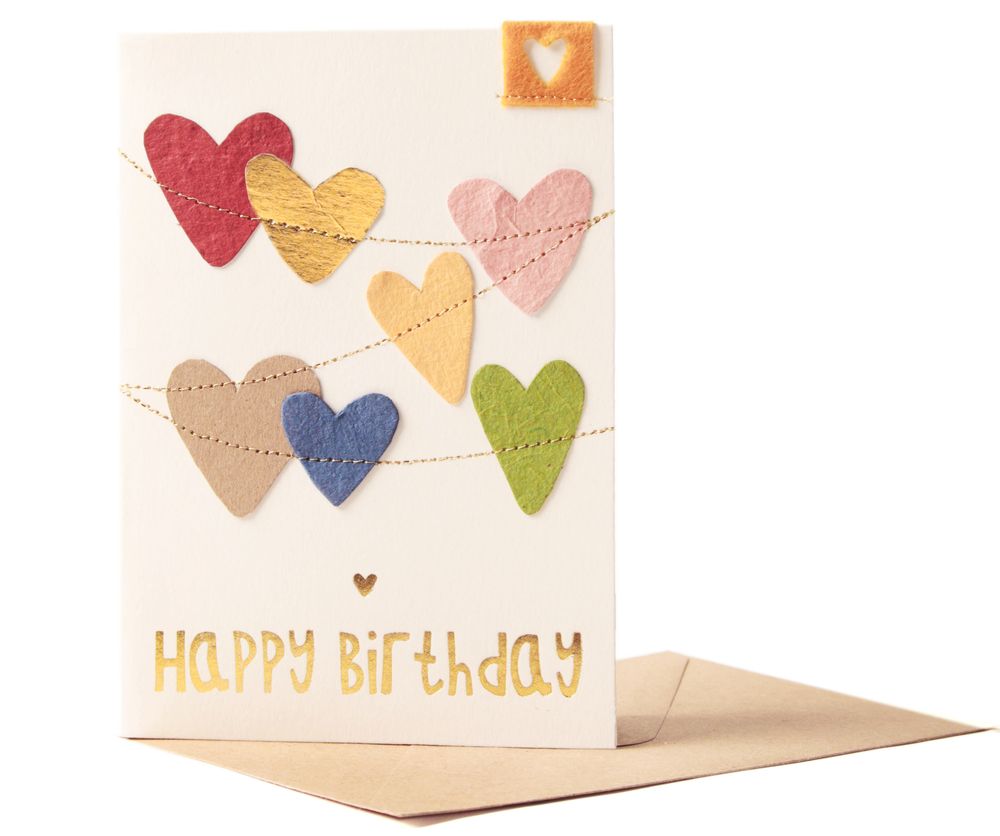 Herzchen Karte "Happy Birthday" Briefumschlag, Grußkarte, Post