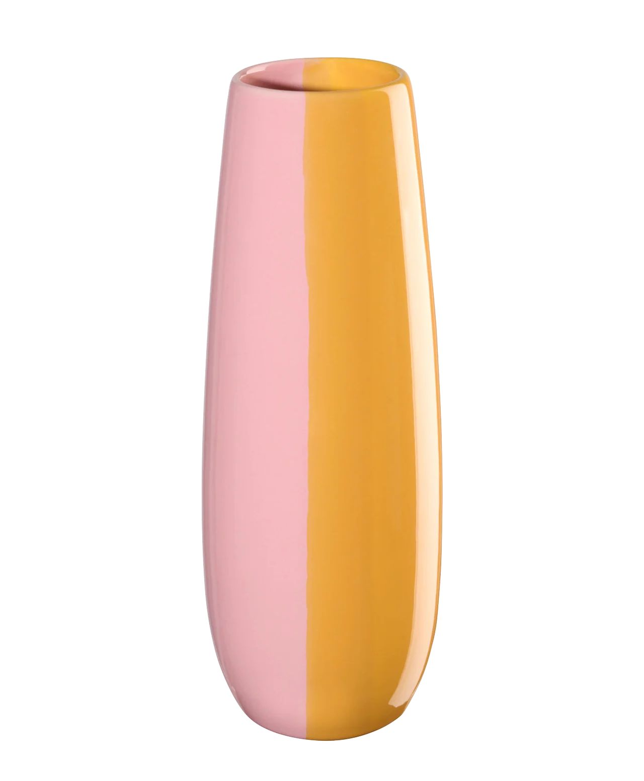 Farbenfrohe ASA Steingut-Vase Ease Joy 25 cm glänzend in Rosa und Gelb