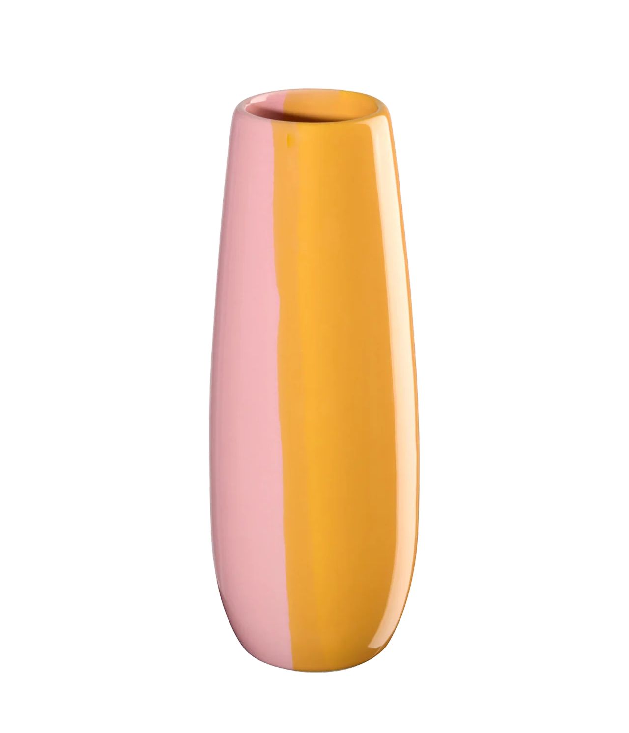 Farbenfrohe ASA Steingut-Vase Ease Joy 18 cm glänzend in Rosa und Gelb