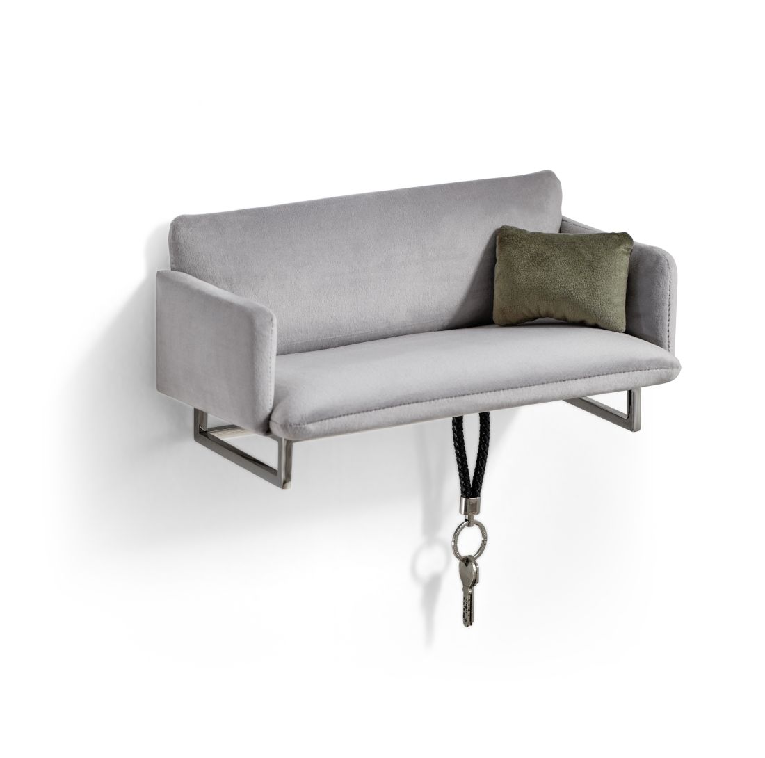 sofa, wandmontiert, grau, gepolstert, schluessel