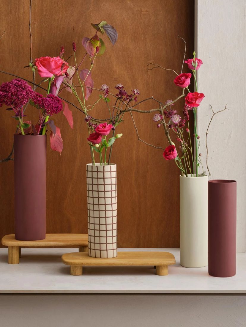 Vase, Vasen-Set, Blumenarrangement, keramik Vase, Holzständer
