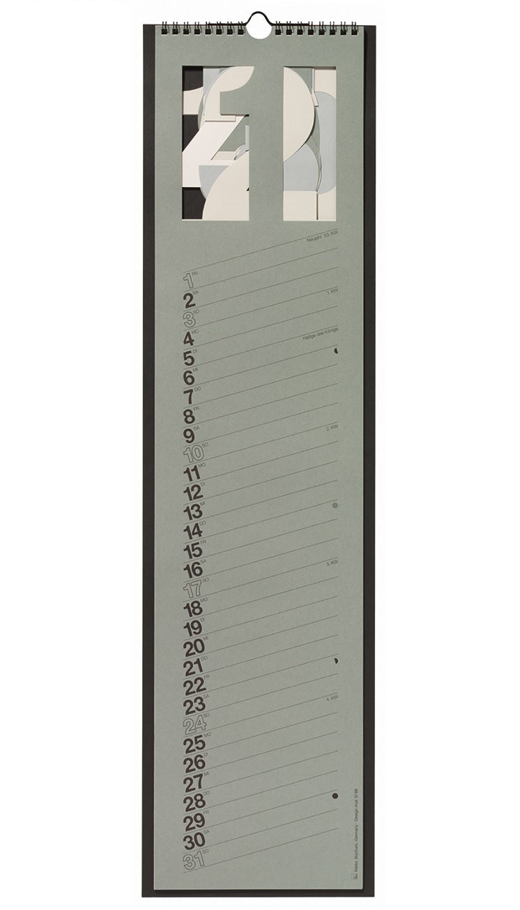 Räder Streifenkalender, Graustufig 2026 Seite, Text, Papier