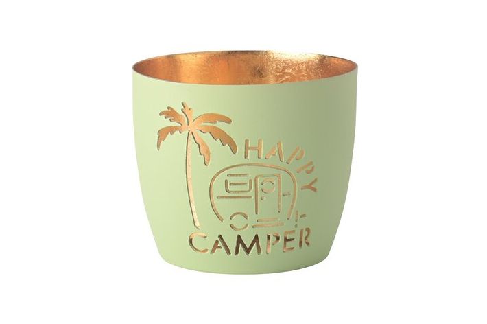 Madras Windlicht "Happy Camper" Pokal, Töpferei