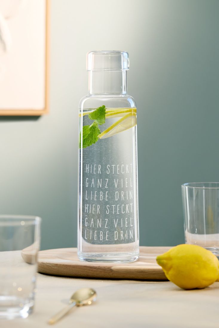 Glasflasche, Trinkflasche, Lemonade-Glas, Zitronenwasser, Mintblatt