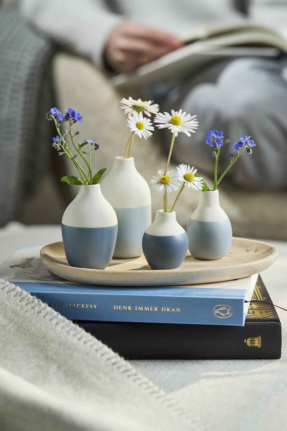 Vasen-Set, Blumen, Deko-Set, Keramikvase, Farbverlauf-Design