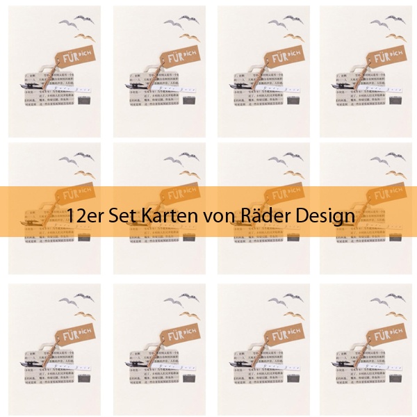 Zeitungscollagen Karte "Koffer" 12er Set