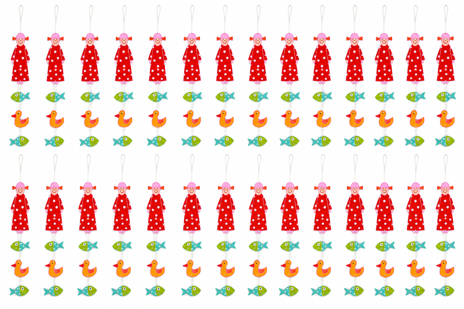 Deko-Anhänger, Wandhänger, Rotes Kleid, Polka-Dots, Fisch-Dekoration